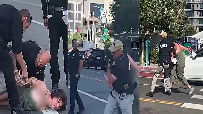 فيديو..شرطي أمريكي يسحل امرأة اعترضت موكب بايدن