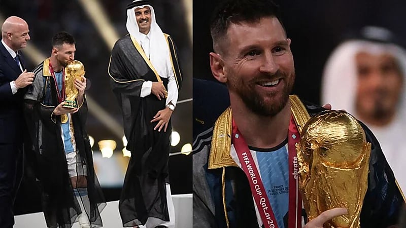 لقطة تاريخية لـ "ميسي" بالبشت الخليجي تثير اهتمام عالمي