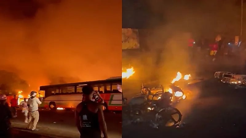 بالفيديو.. 100 قتيلًا في انفجار ناقلة وقود بسيراليون