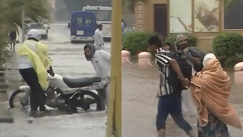 بالفيديو.. مواطنون ومقيمون عالقون وسط تجمع مياه الأمطار بجدة