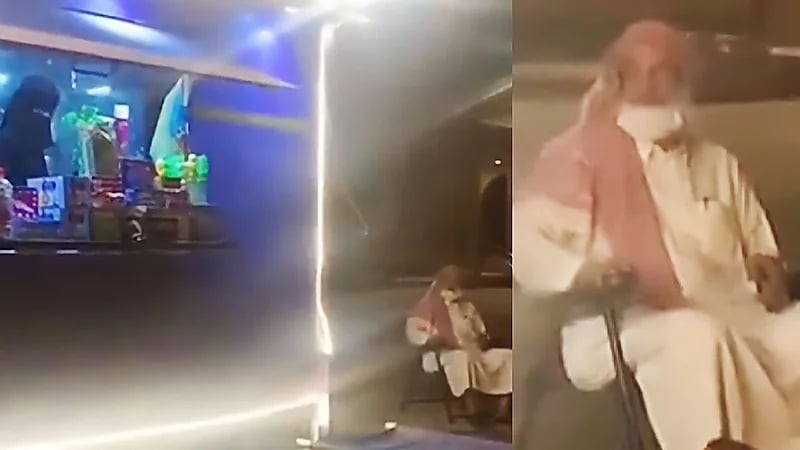 أب يجلس أمام مشروع ابنته خوفًا عليها من أن تبقى بمفردها .. فيديو