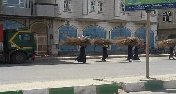 ماخلفه انتهاكات الحوثي.. اليمنيات يحملن الحطب  لعدم توفر الغاز