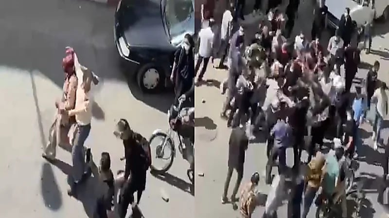 بالفيديو.. لحظة وقوع أحد قادة الباسيج في أيدي الثوار بإيران