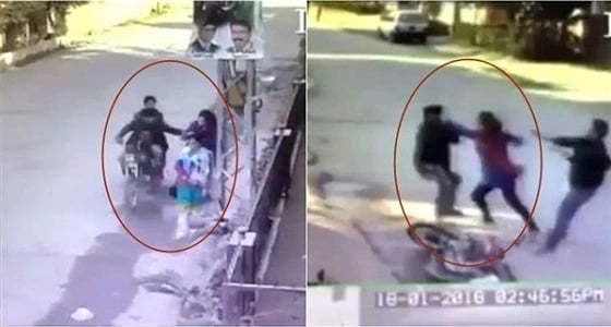 سيدة تلقن لصين درسًأ قاسيًا بعد محاولتهما لسرقتها