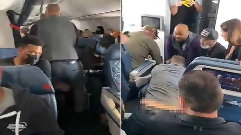 بالفيديو.. لحظة محاولة مسافر اقتحام قمرة القيادة أثناء رحلة جوية