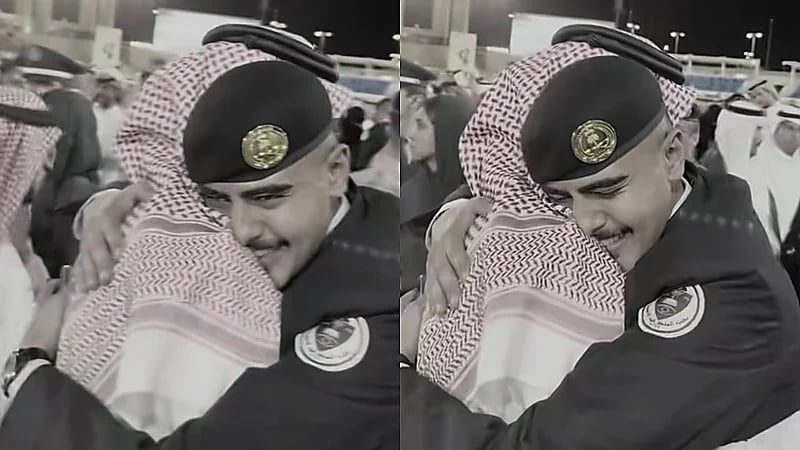 لحظات دافئة جمعت المفرج مع ابنه فن حفل تخرجه من كلية الملك فهد الأمنية.. فيديو