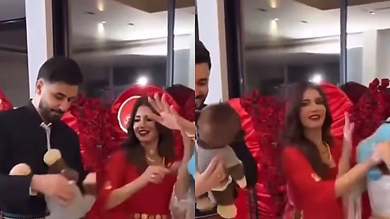 شيرين بيوتي وزوجها يرقصان بدمية بشكل غريب ويثيران الجدل .. فيديو
