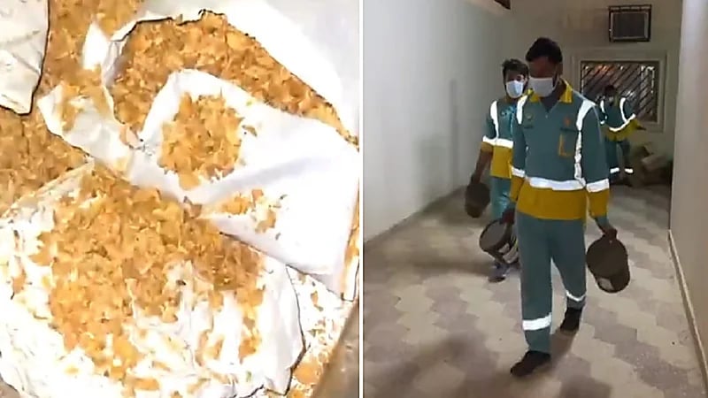 بالفيديو .. ضبط عمالة حولت استراحة لمعمل لتصنيع المعسل والجراك