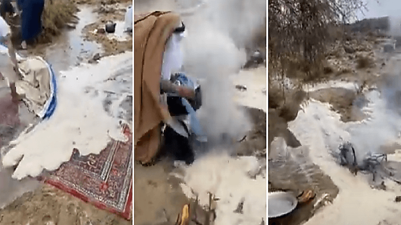 شاهد.. السيول تداهم نزهة عائلية في البر