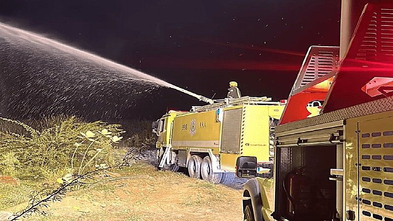 السيطرة على حريق بأشجار في وادي الفطيحة ولا إصابات