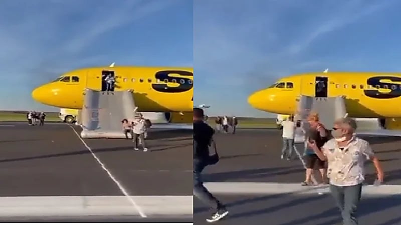 بالفيديو.. إخلاء طائرة بعد دخول طير إلى المحرك