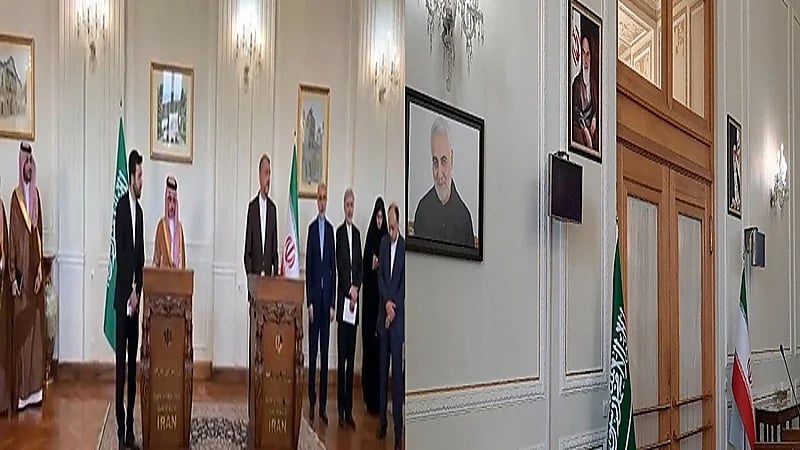 رفض إقامة المؤتمر الصحفي لوزير الخارجية ونظيره الإيراني بقاعة تحمل صورة قاسم سليماني .. فيديو