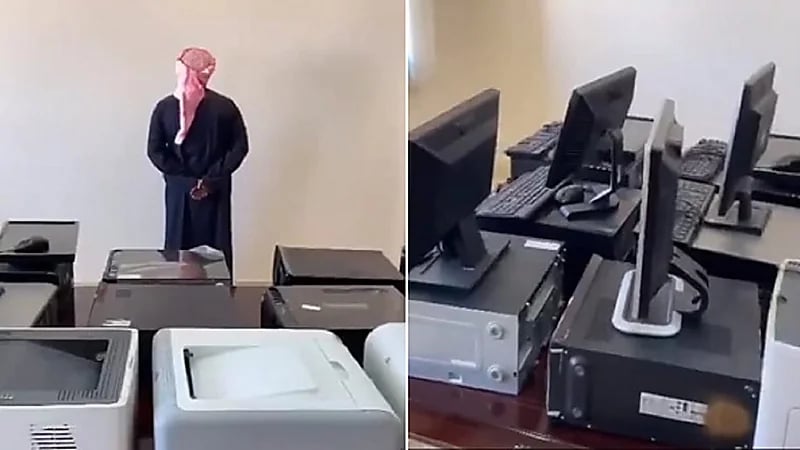 بالفيديو.. الإطاحة بمواطن اقتحم مدرسة وسرق حاسبات وطابعات بالرس