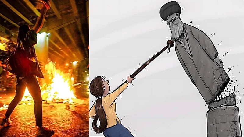 نظام الملالي يسقط على يد الفتيات