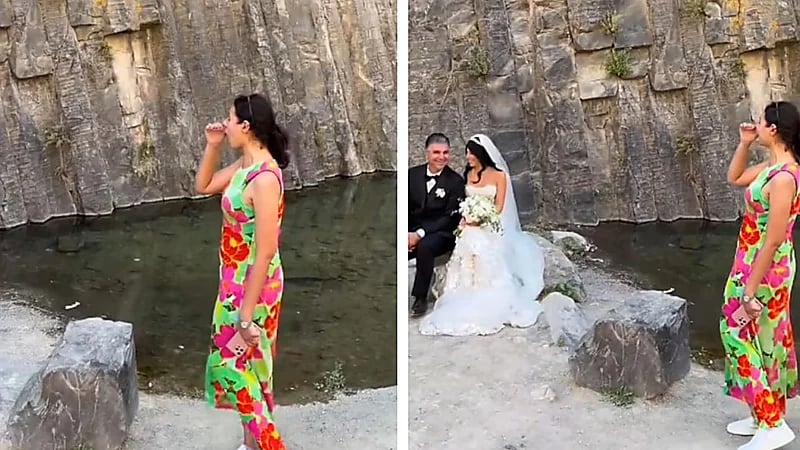 مصرية تفاجئ عروسين في أرمينيا بزغرودة تشعل الأجواء .. فيديو