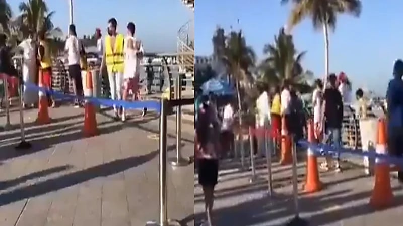 شاهد.. "هوشة" بين مجموعة شباب على كورنيش جدة