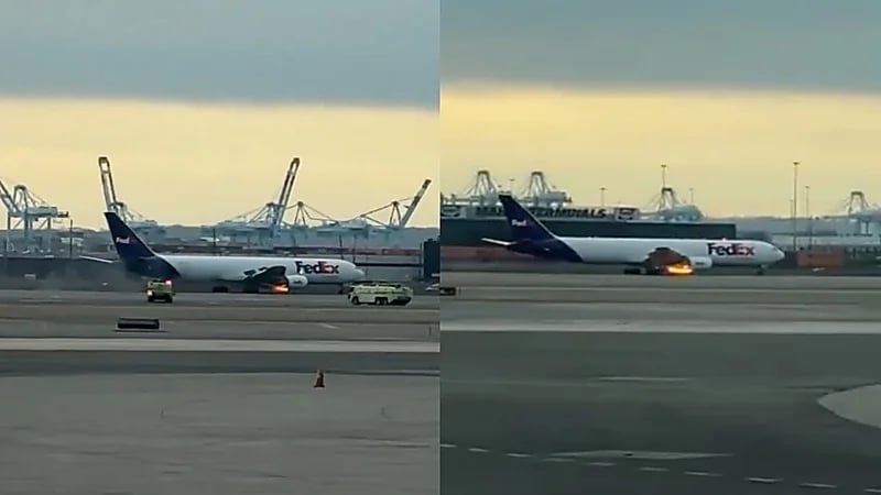 ‏"طير" خلف حريق محرك طائرة فيديكس.. فيديو