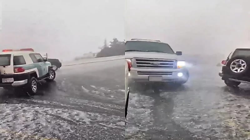 السودة تتزين بكسوة بيضاء بعد تساقط البرد الكثيف .. فيديو