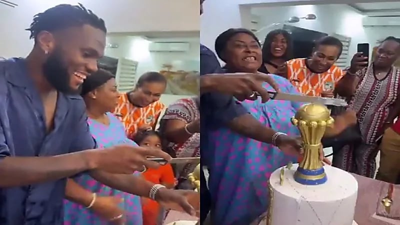 كيسيه يحتفل بكأس أفريقيا مع عائلته .. فيديو