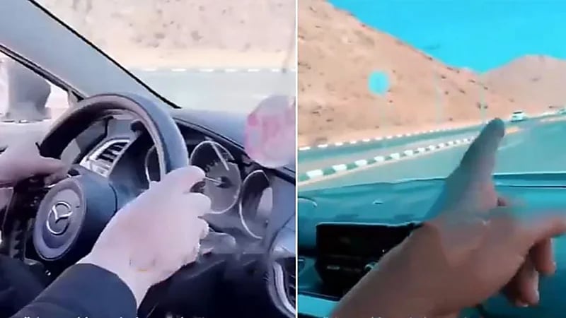 شاهد.. مدربة تعلم مواطنة من حائل قيادة السيارة بطريقة طريفة