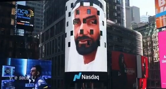 بالفيديو .. برج " ناسداك نيويورك " يتزين بصورة الشيخ " زايد "
