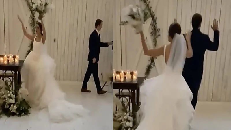 بالصور.. عروسان يتعرضان لكارثة بمجرد دخولهما قاعة الزفاف