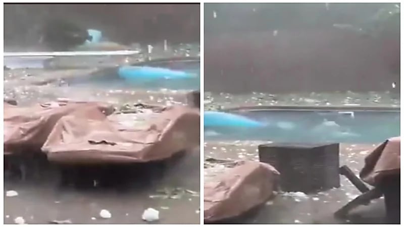 سقوط قطع ثلجية كبيرة بأركنساس الأمريكية في عاصفة مخيفة.. فيديو