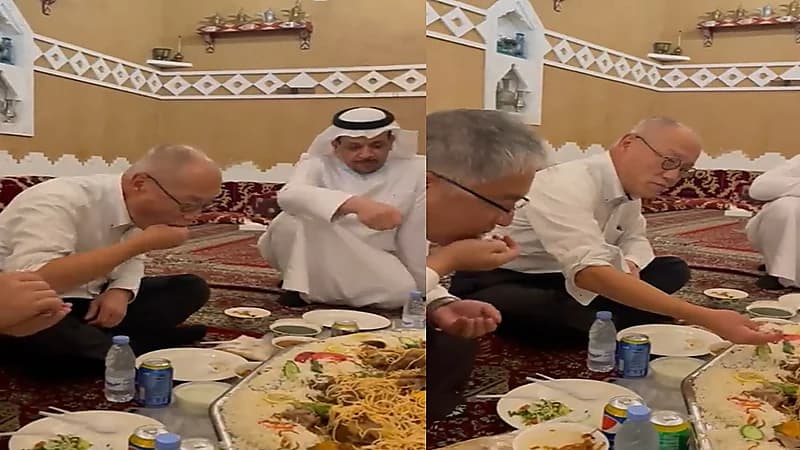 شاهد.. سفير اليابان يعلم زميله الضرب بالخمسة في تبوك